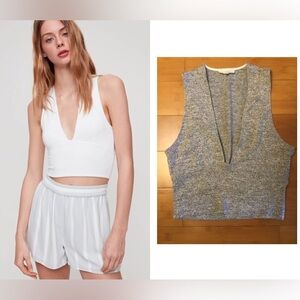 NWOT Aritzia Wilfred Free Valeria Top
Cropped Deep-V Tank Heather Black/Grey